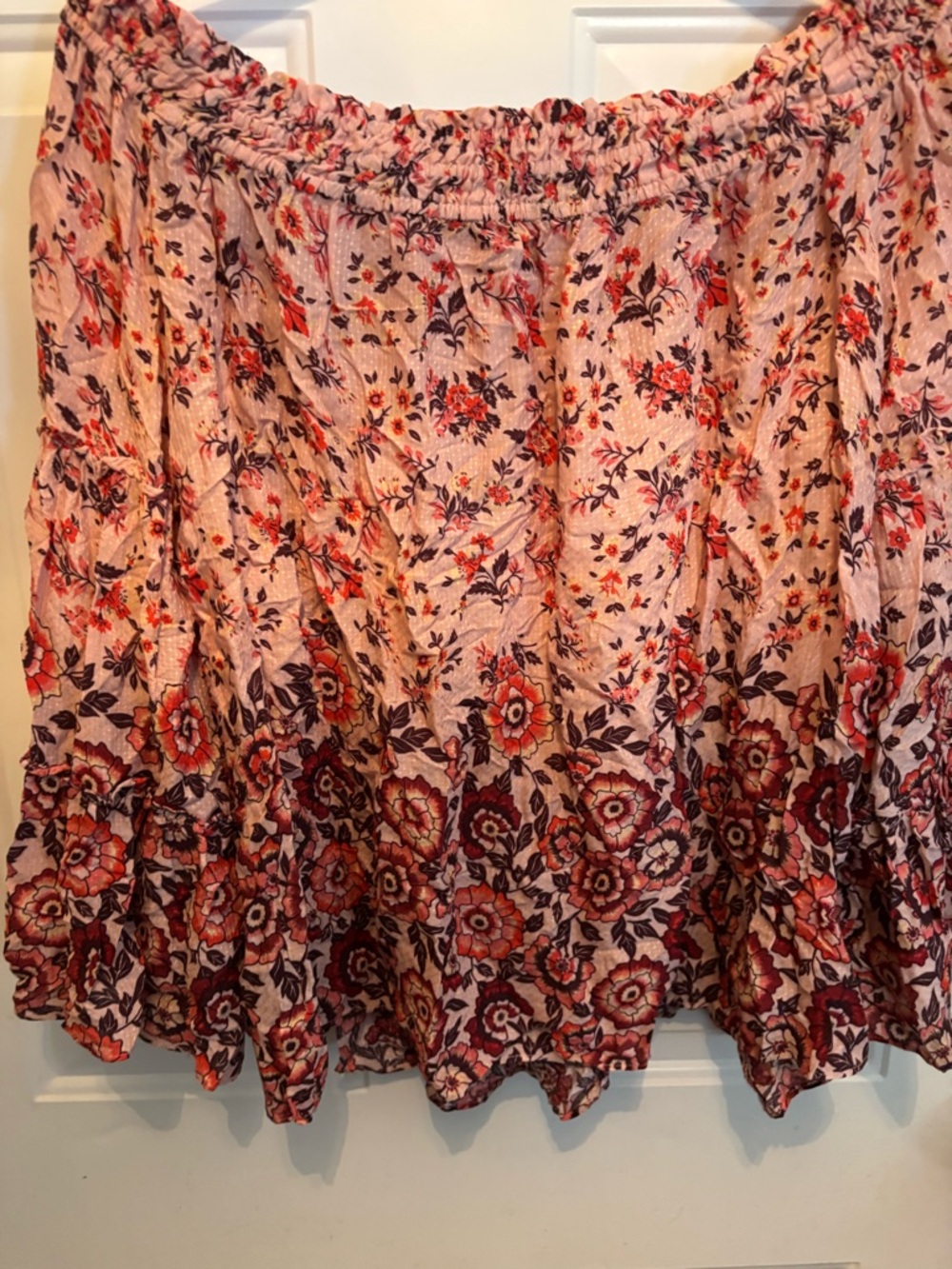 Boho Floral Tiered Top - Pink & Burgundy